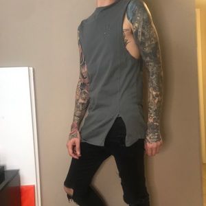 ASOS Distressed Sleeveless Muscle Shirt longline